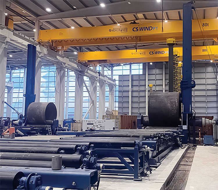 Two Faccin plate roll systems in action for wind tower manufacturing