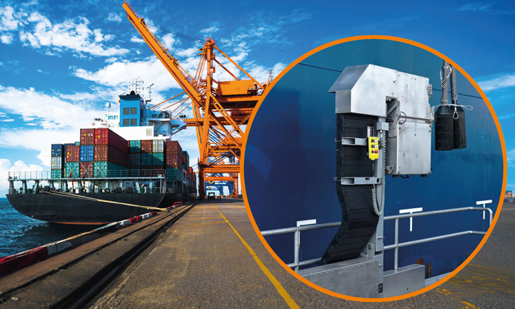 Mobile “socket” from igus Makes Supplying Container Ships With Shore Power Safe, Fast And Flexible The igus Mobile Shore Power Outlet